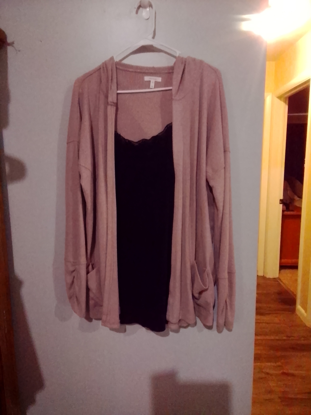 Maurices Hooded Open-Front Cardigan in Dusty Rose